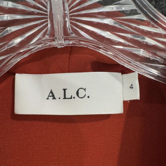 A.L.C. Kieran Jumpsuit Women's 4 Terracotta Orange Pleated Belted Tailored Pleat - Picture 4 of 13